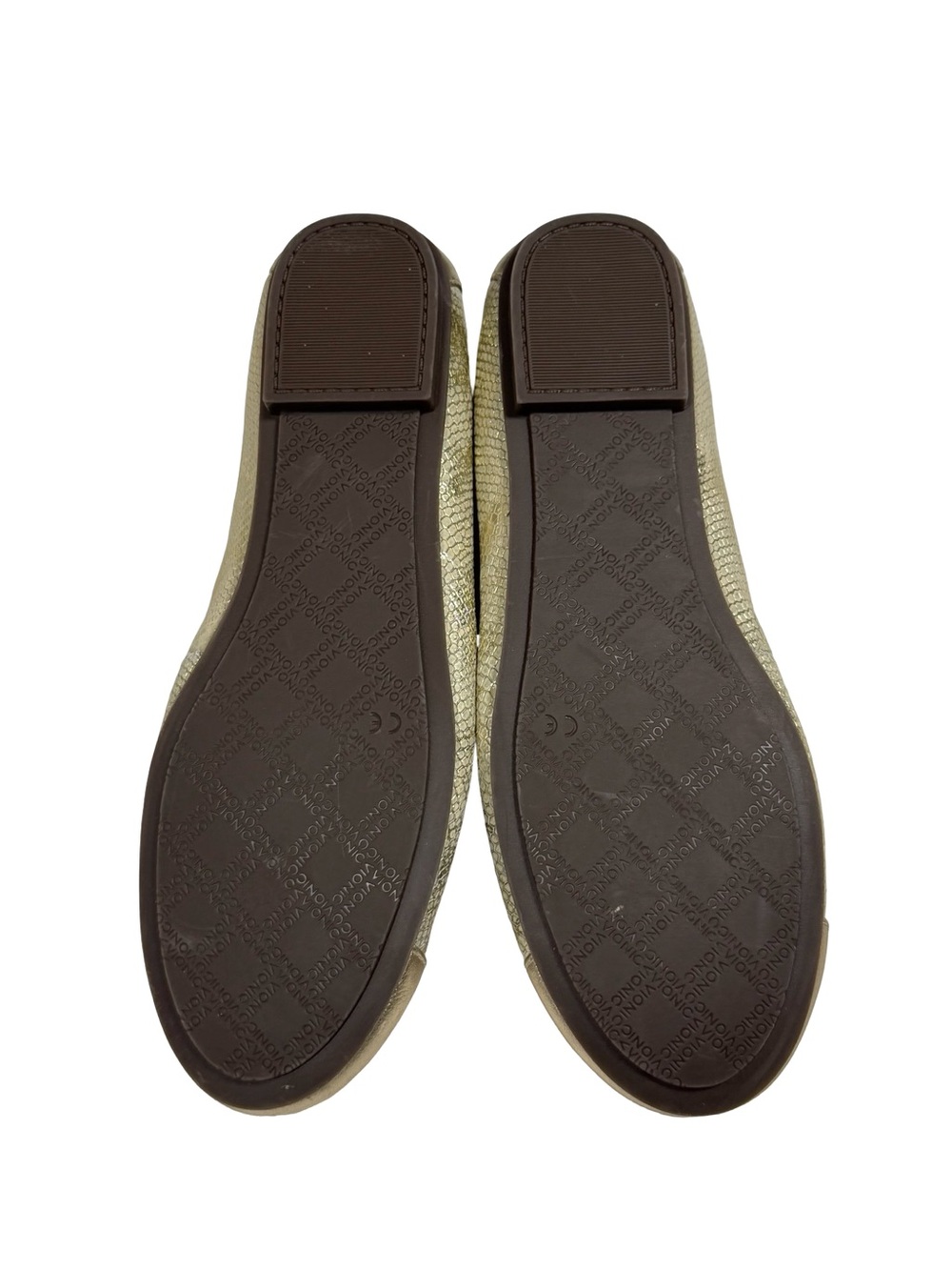 Vionic Minna Ballet Flats Gold Leather Snake Emboss Bow Comfort Orthopedic Sz 8 - Picture 10 of 11